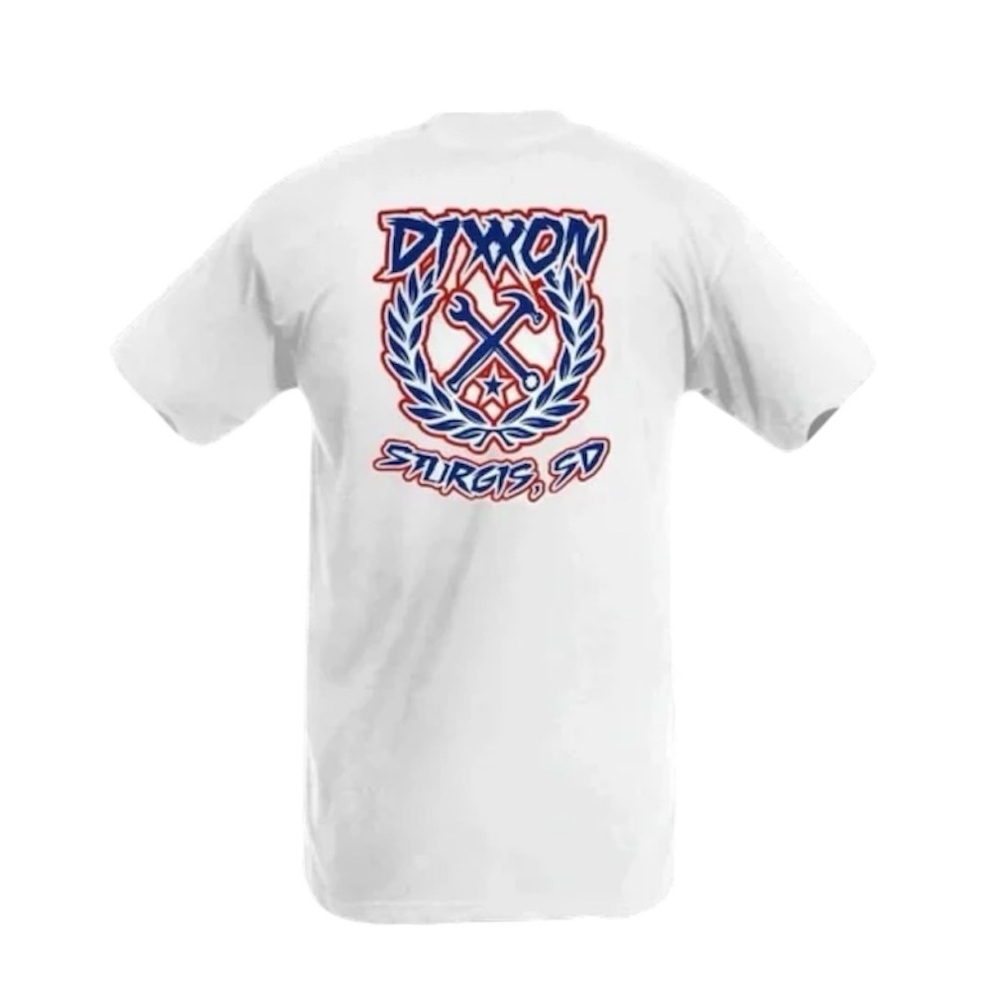 NEW Dixxon Flannel Co White Tee Sturgis USA Sketchy Crest Sz 2XL